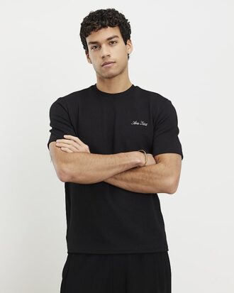 Svart Slim Fit Textured Ame Saint T-shirt