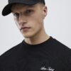 Svart Slim Fit Textured Ame Saint T-shirt