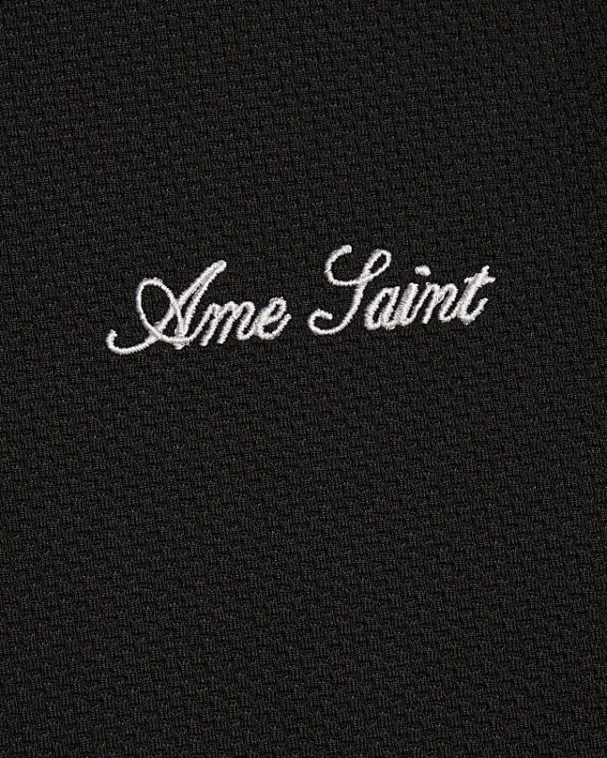 Svart Slim Fit Textured Ame Saint T-shirt