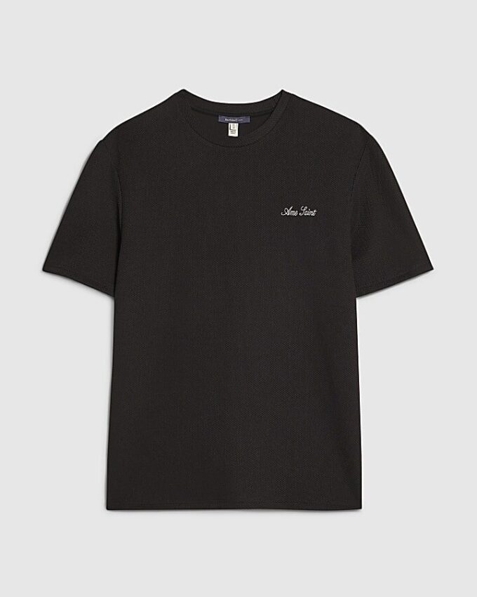 Svart Slim Fit Textured Ame Saint T-shirt