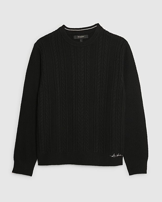 Svart slim fit-tröja i kabelstickning