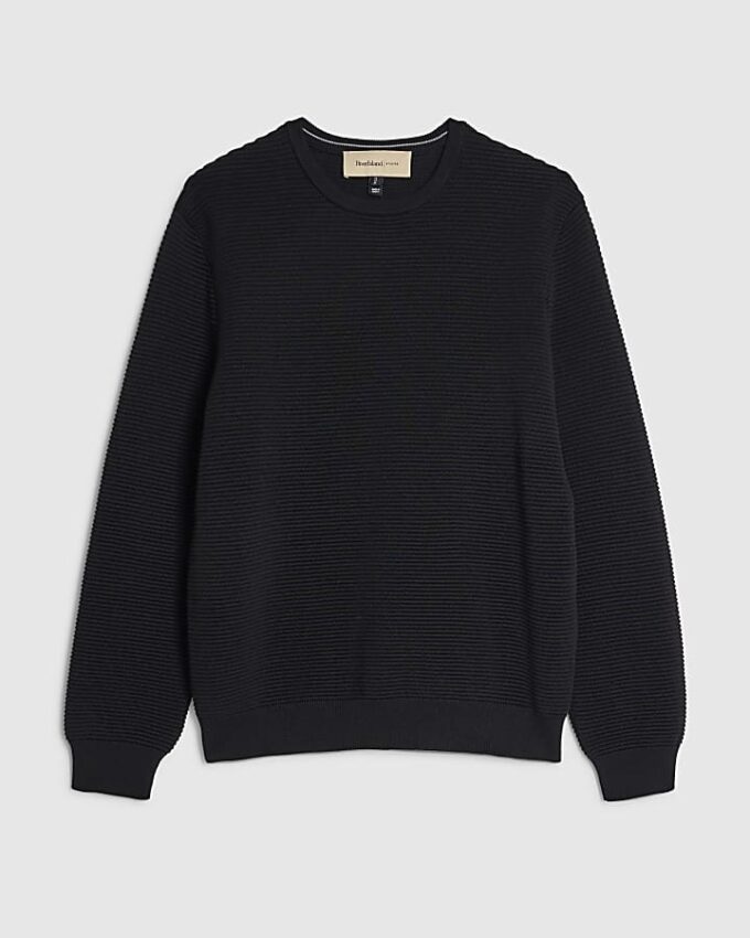 Svart slim fit-tröja i stickat