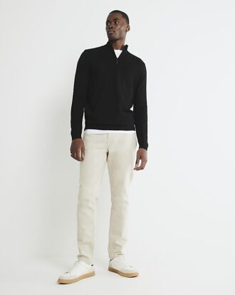 Svart slim fit-tröja med halv dragkedja