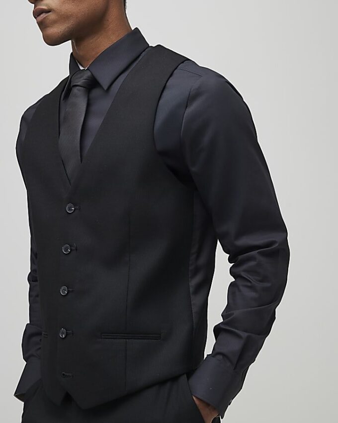 Svart slim fit-väst