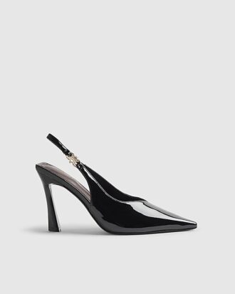 Svart slingback-klack med logo