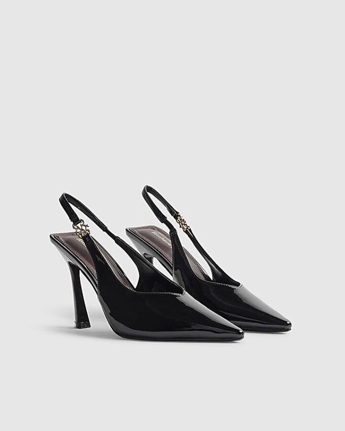 Svart bred passform med slingback-klack