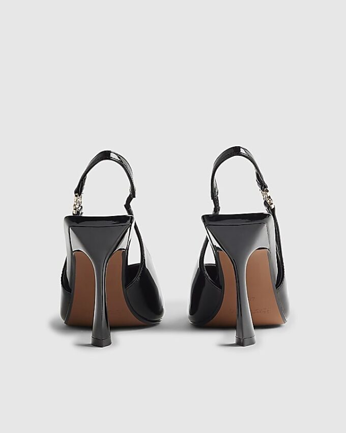 Svart bred passform med slingback-klack