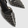 Svart slingback-klack med nitar i perspex