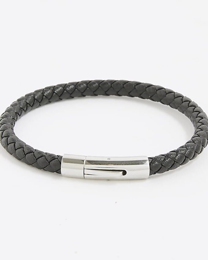 Svart smalt läderarmband
