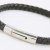 Svart smalt läderarmband