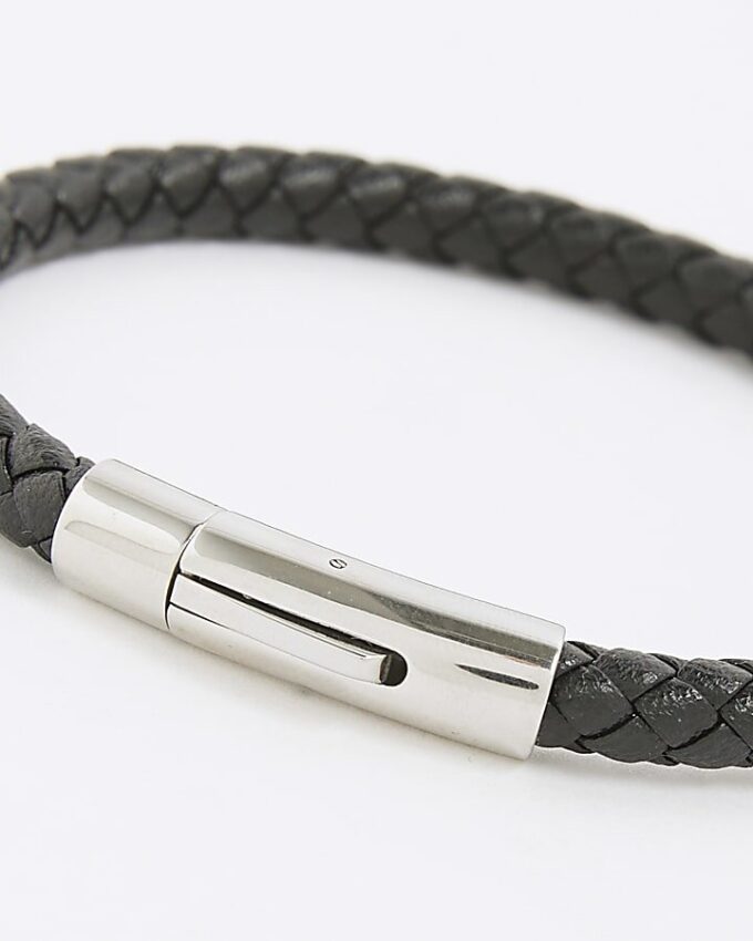 Svart smalt läderarmband