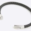 Svart smalt läderarmband