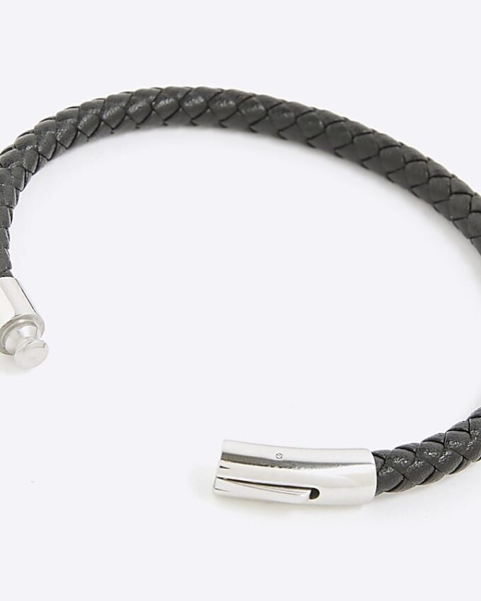 Svart smalt läderarmband