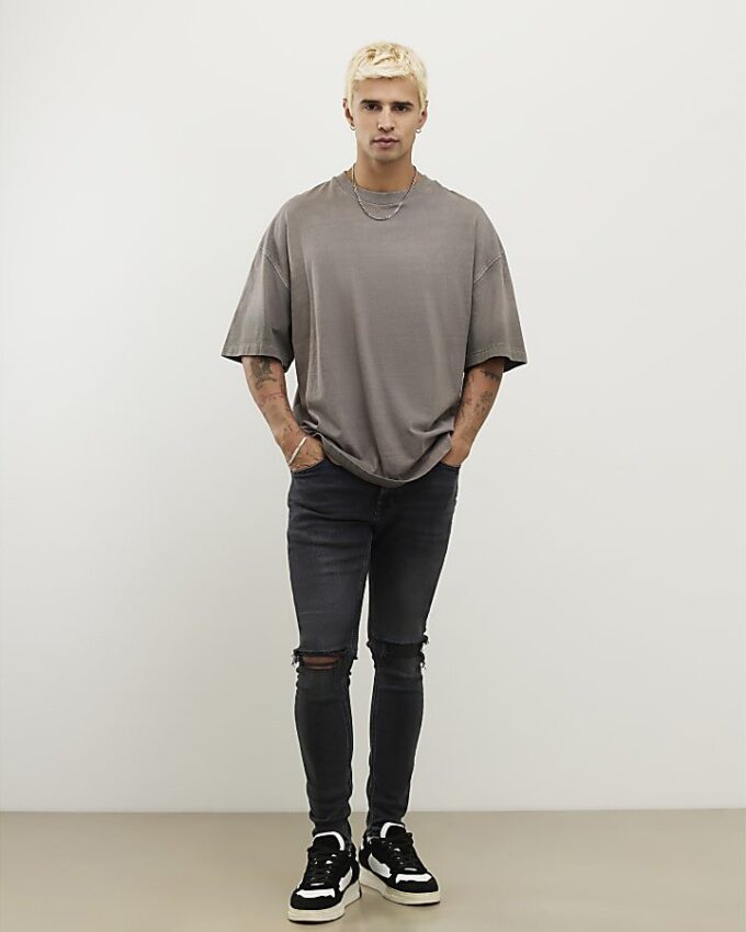 Svart Spray On Rip Jeans Svart Spray On Rip Jeans