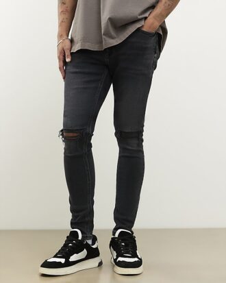 Svart Spray On Rip Jeans Svart Spray On Rip Jeans