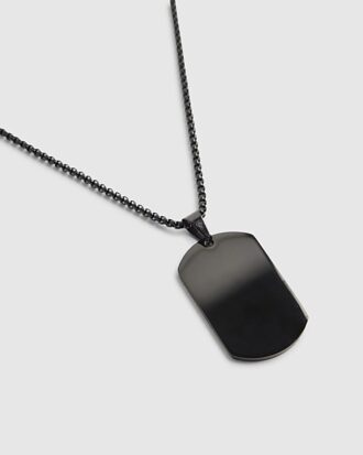 Svart stålhalsband med svart tagg Svart stålhalsband med svart tagg