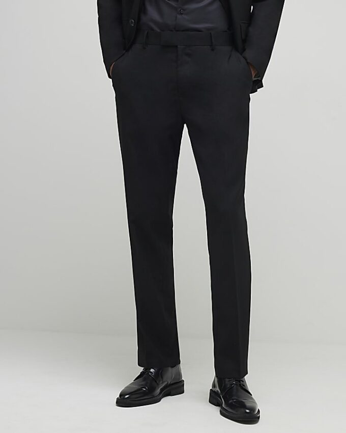 Svart stretchig slim fit-kostymbyxa