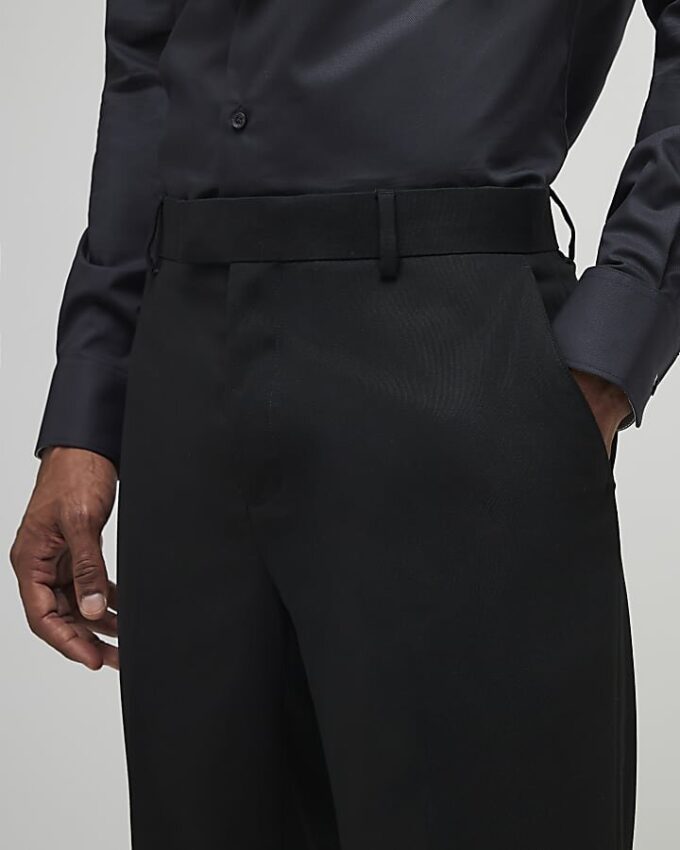 Svart stretchig slim fit-kostymbyxa