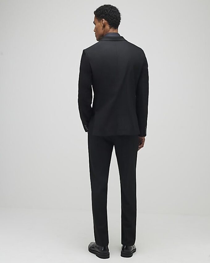 Svart stretchig slim fit-kostymbyxa