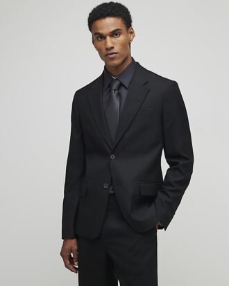 Svart stretchig slim fit-kostymjacka
