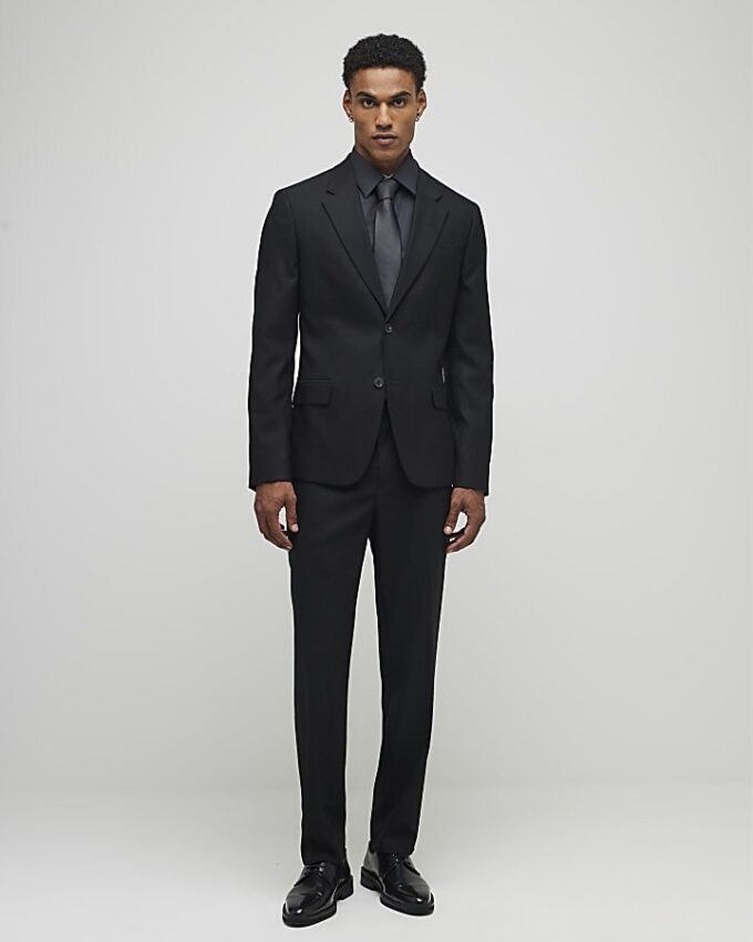 Svart stretchig slim fit-kostymjacka