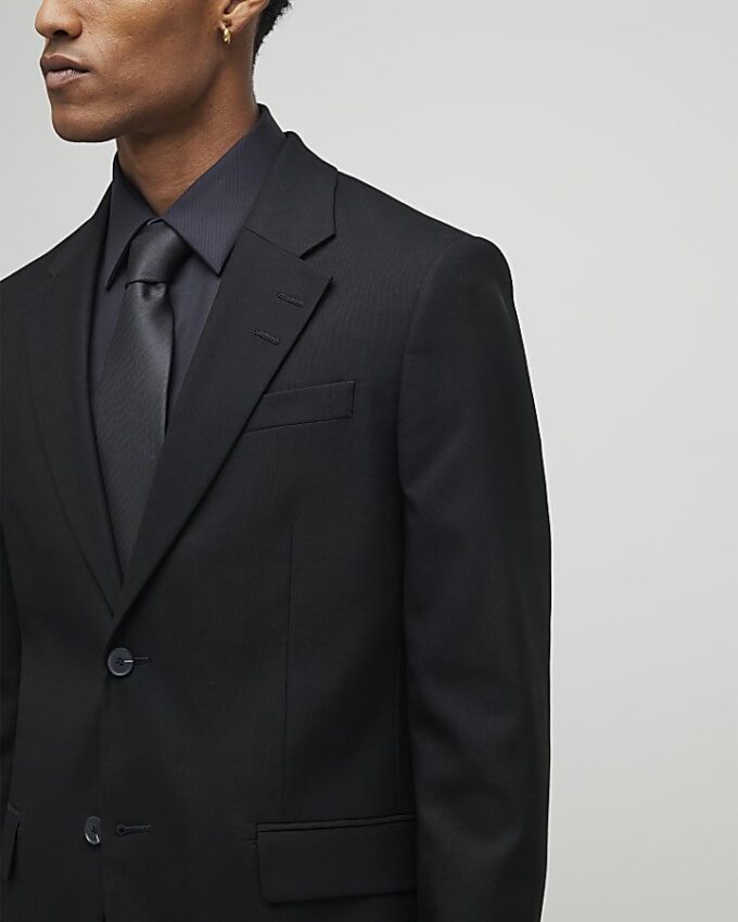 Svart stretchig slim fit-kostymjacka