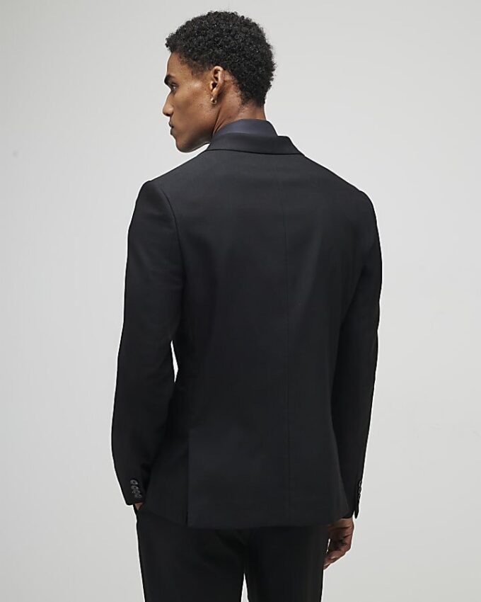 Svart stretchig slim fit-kostymjacka