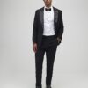 Svart stretchig slim fit-smokingbyxa