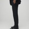 Svart stretchig slim fit-smokingbyxa