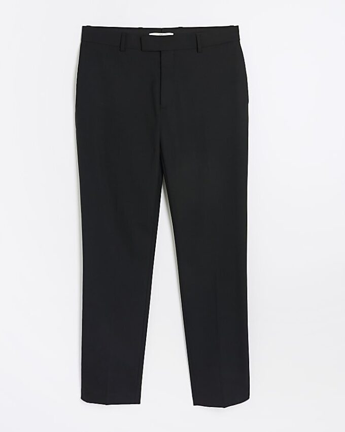 Svart stretchig slim fit-smokingbyxa
