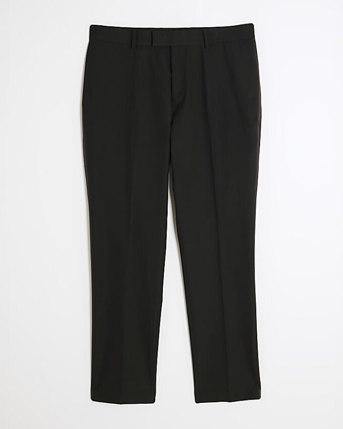 Svart stretchig slim fit-smokingbyxa