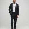 Svart stretchig slim fit smokingjacka