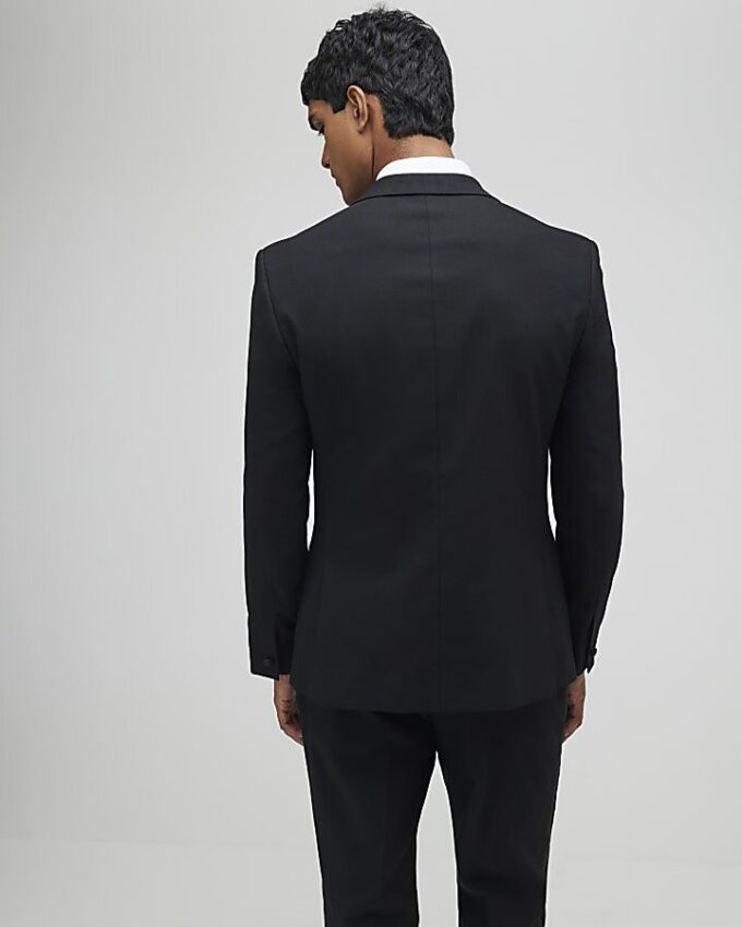 Svart stretchig slim fit smokingjacka