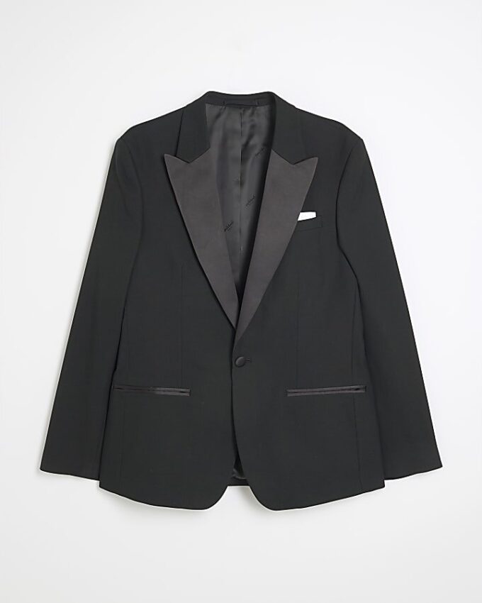 Svart stretchig slim fit smokingjacka