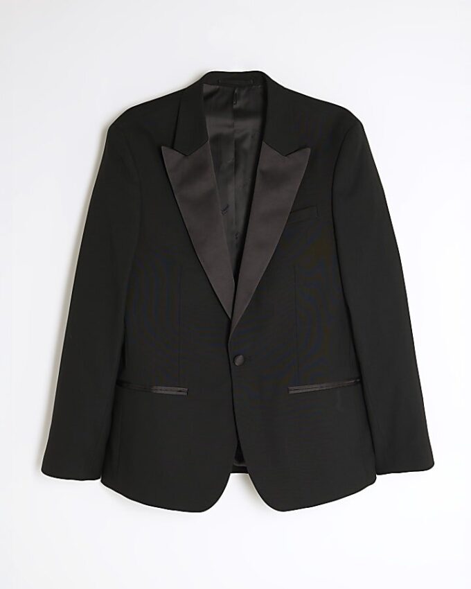 Svart stretchig slim fit smokingjacka
