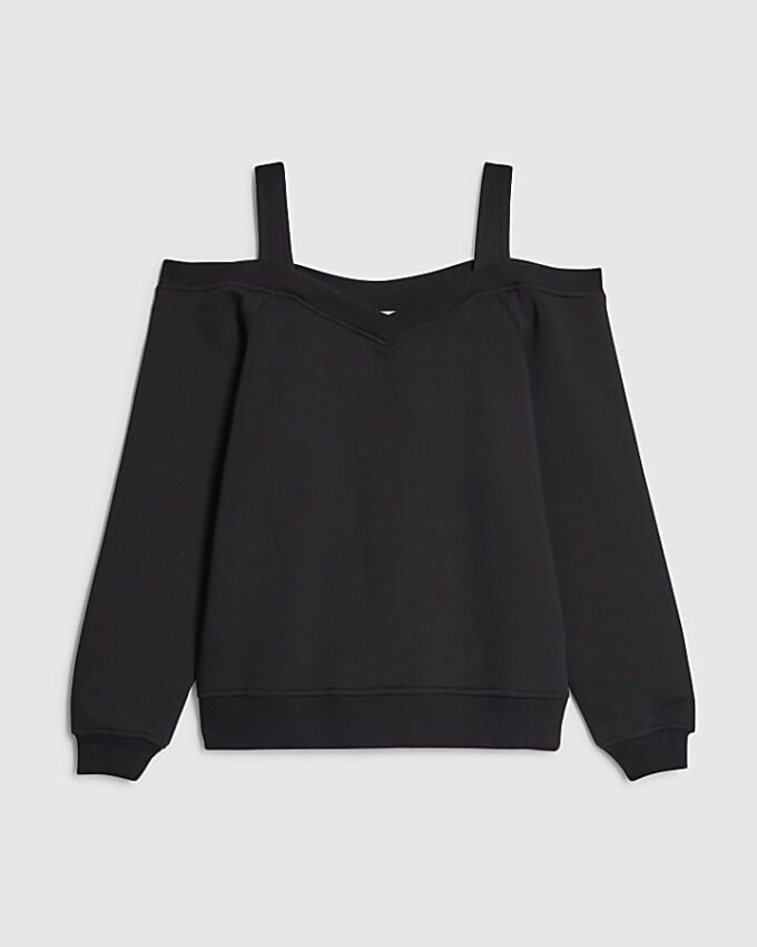 Svart sweatshirt med utskärning