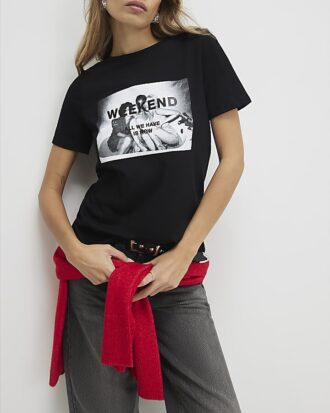 Svart T-shirt med fototryck