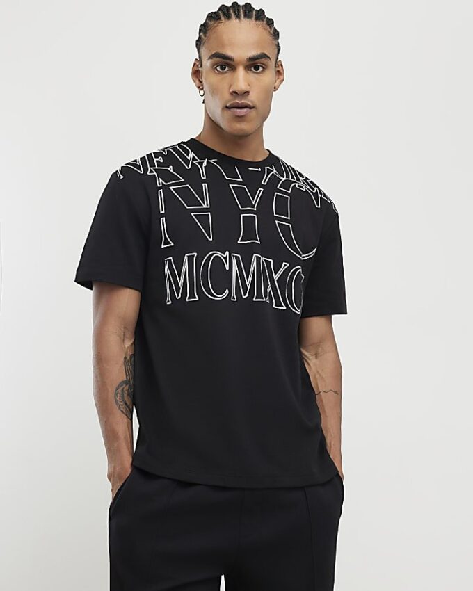 Svart T-shirt med normal passform NYC MCMXII