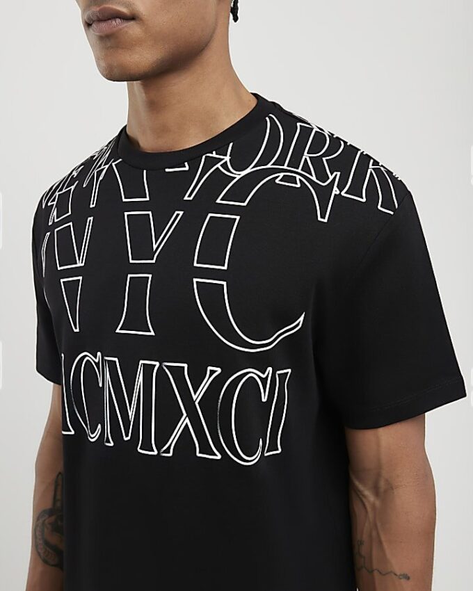 Svart T-shirt med normal passform NYC MCMXII