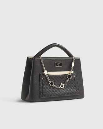 Svart totebag med ficka fram och charm