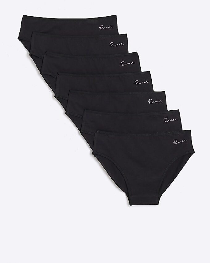 Svart trosor för flickor, 7-pack