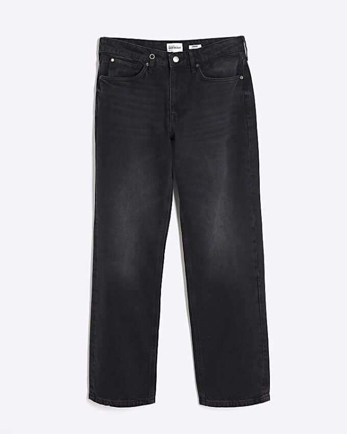 Svart tvättade jeans med lös passform