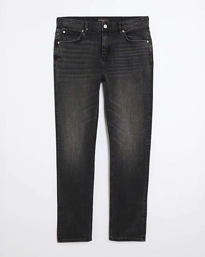 Svart tvättade slim fit-jeans