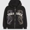 Svart Yokosuka Snake Zip Through Hoodie för pojkar