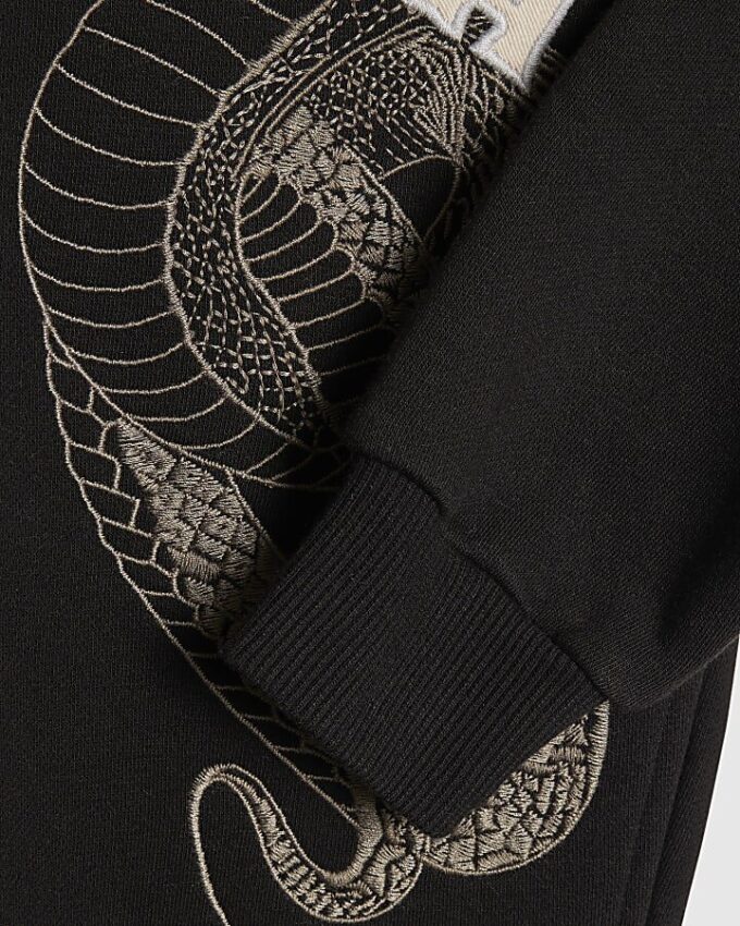Svart Yokosuka Snake Zip Through Hoodie för pojkar