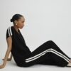 Svarta joggingbyxor med sidotejp