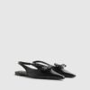 Svarta platta skor med dubbel rosett och slingback