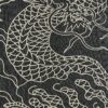 Svarta shorts med broderad japansk drake