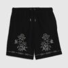 Svarta shorts med normal passform och blommig brodyr