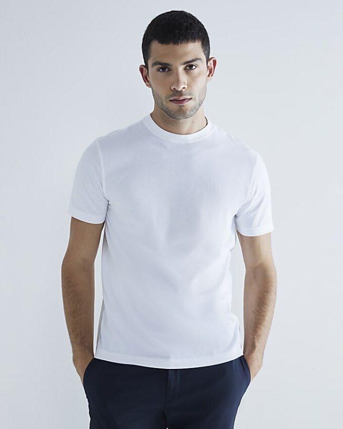 Vit 3-pack kortärmad slim fit-T-shirt